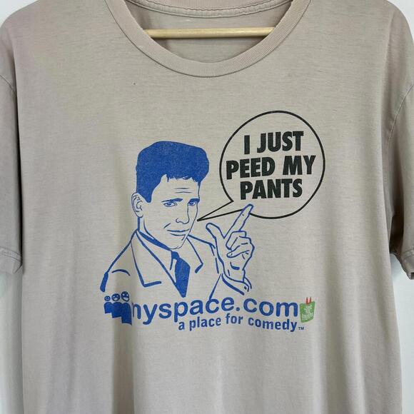 Vintage Myspace I Just Peed My Pants Humor T-Shirt Men's Large USA Tee Grunge - Picture 2 of 12